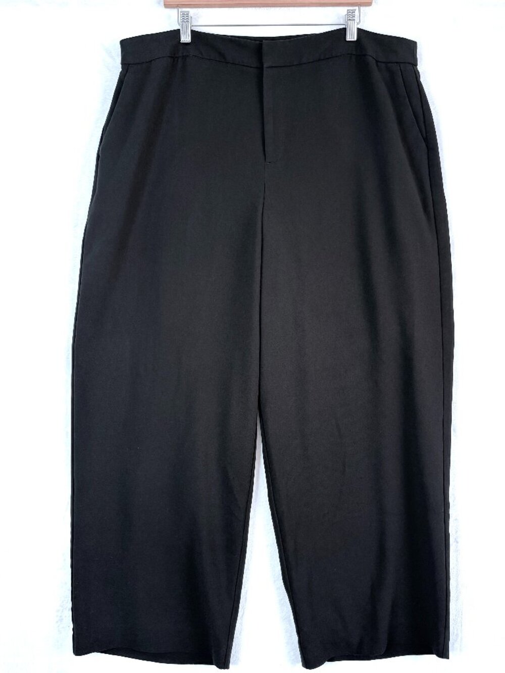 Eloquii High Rise Wide Trouser Pants Womens 18 Black Office Academia Chic Flowy